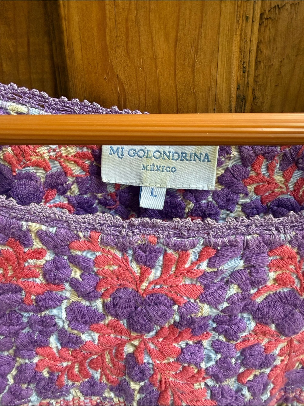 Mi Golondrina rare striped hand embroidered top sz L - Picture 2 of 7